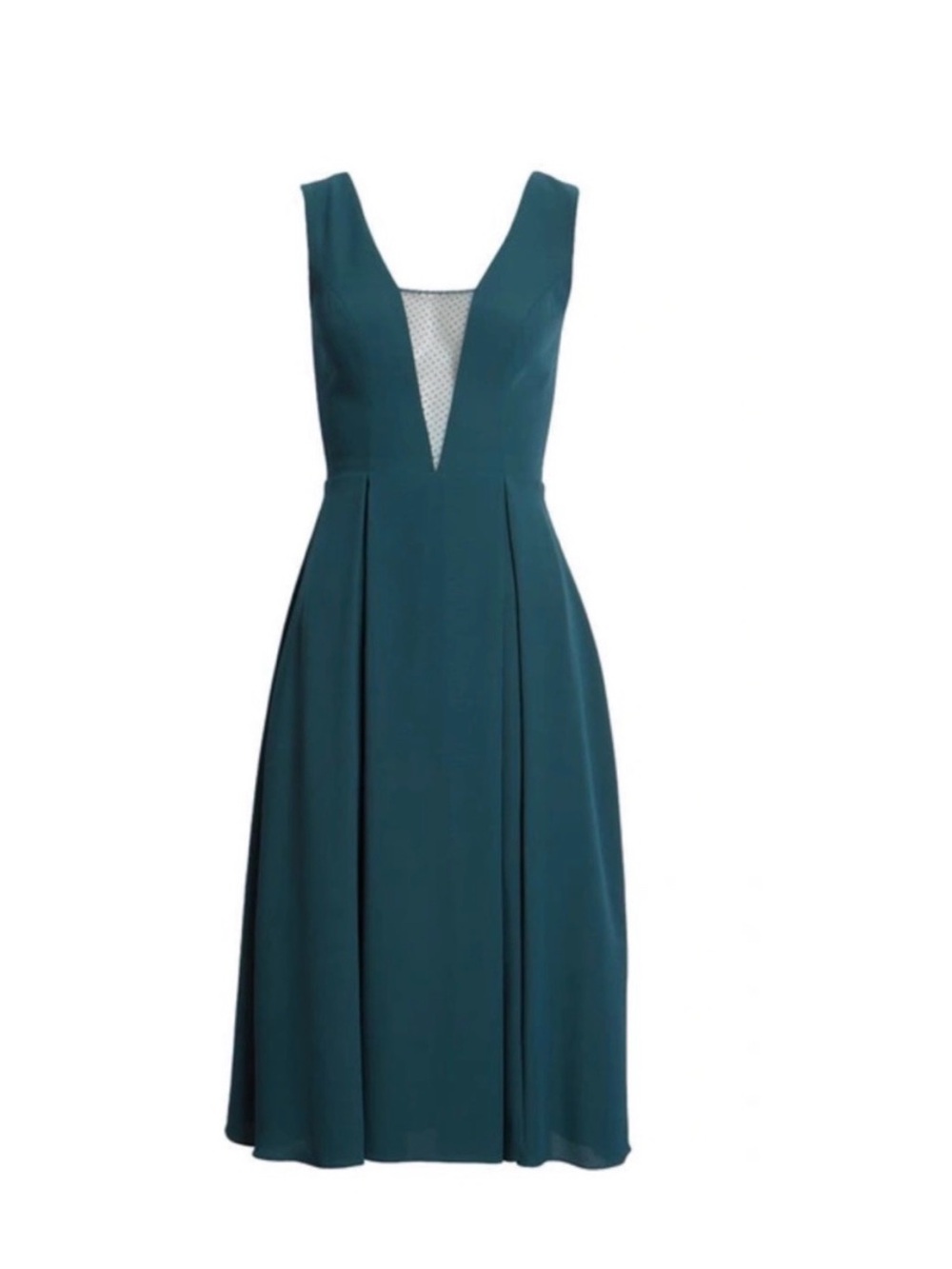 Dress the Population Pine Green Deep V Midi Dress NWT